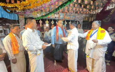 ပြည်ထောင်စုသမ္မတမြန်မာနိုင်ငံတော်ဘာသာပေါင်းစုံချစ်ကြည်ညီညွတ်ရေးအဖွဲ့ ဗဟိုအထောက်အကူပြု လူမှုရေးရာလုပ်ငန်းကော်မတီ ဥက္ကဋ္ဌ ဦးဇော်မိုးအောင်၊ လှည်းကူးခရိုင် ဥက္ကဋ္ဌ ဦးကျော်စိုးဝင်းနှင့် ခရိုင် အလုပ်အမှုဆောင်များအလုပ်အမှုဆောင် များ သည် ၂၀၂၅ ခုနှစ် ဖေဖော်ဝါရီ ၂၆ ရက် လှည်းကူးမြို့နယ်၊ ရိပ်သာရပ်ကွက် မဟာသျှီဝဘုရားကျောင်း၌ ကျင်းပ