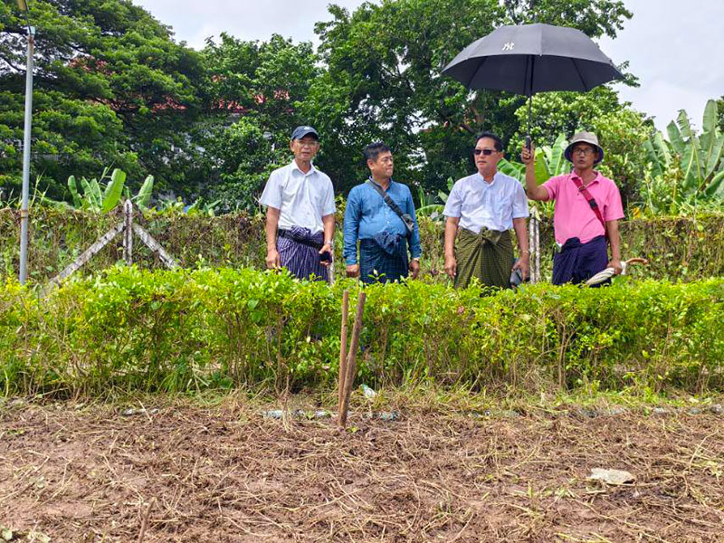 မိုးရာသီပတ်ဝန်းကျင်စိမ်းလန်းစိုပြေရေးလှုပ်ရှားမှုအဖြစ် သစ်ပင်စိုက်ပျိုးရန် မြေနေရာအား ပြည်ထောင်စုသမ္မတမြန်မာနိုင်ငံတော် ဘာသာပေါင်းစုံချစ်ကြည်ညီညွတ်ရေးအဖွဲ့(ရန်ကုန်တိုင်းဒေသကြီး) ဥက္ကဋ္ဌ မှ သွားရောက်ကြည့်ရှုစစ်ဆေး